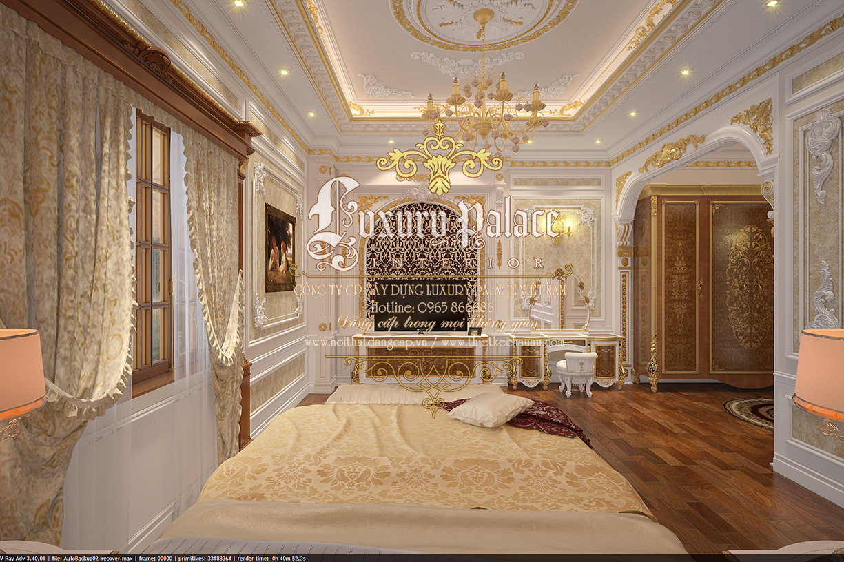 thiết kế phòng ngủ cổ điển thương hiệu Luxury Palace sang trọng