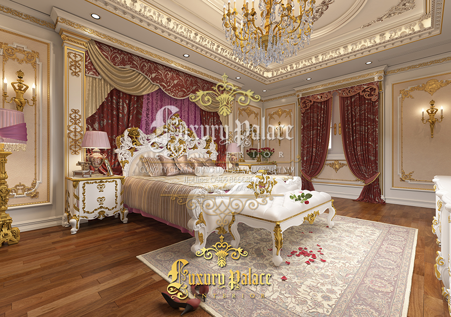thiết kế phòng ngủ cổ điển thương hiệu Luxury Palace ấm cúng