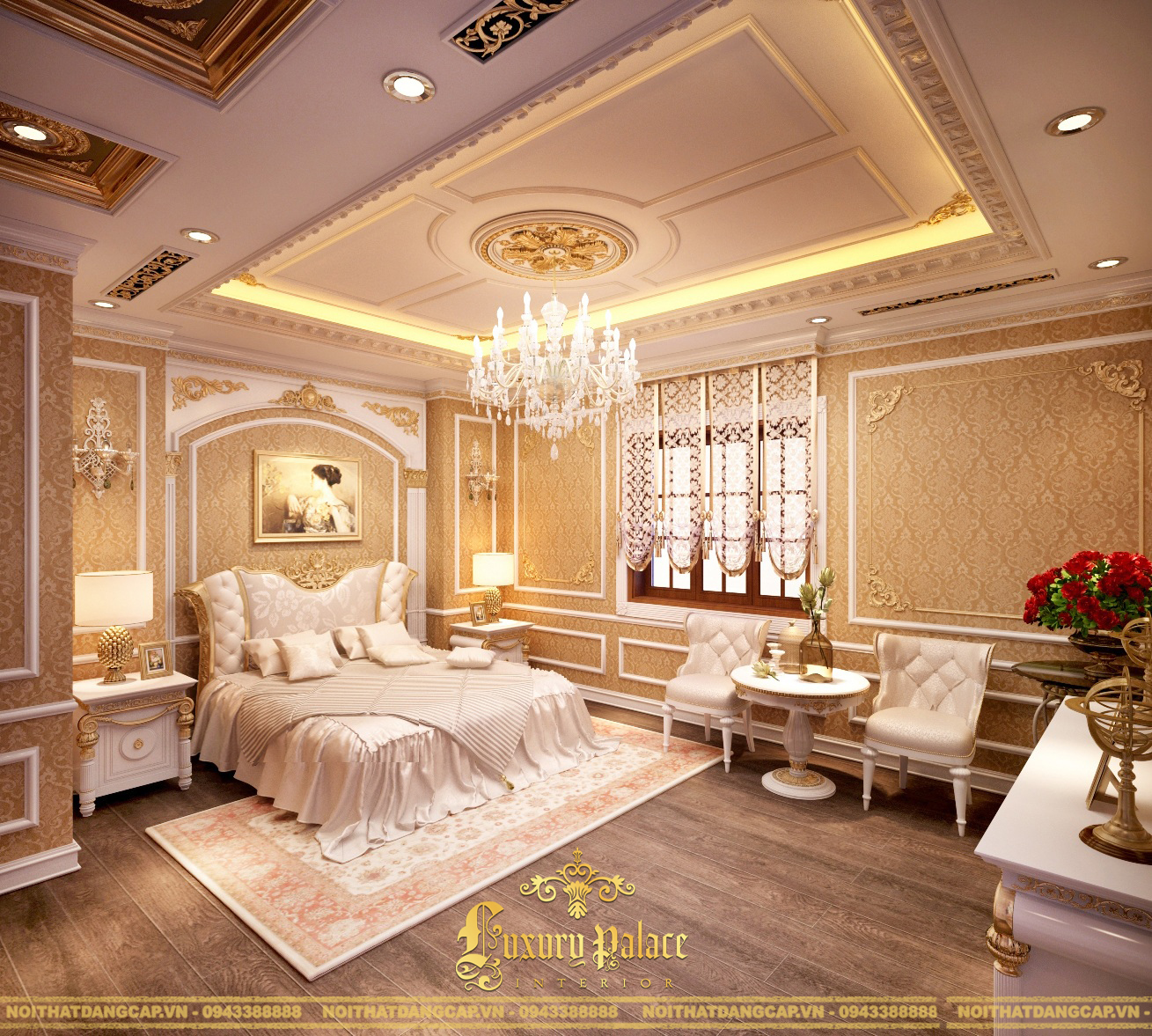 Phòng ngủ vip cổ điển tầng 5 của biệt thự Lào Cai 