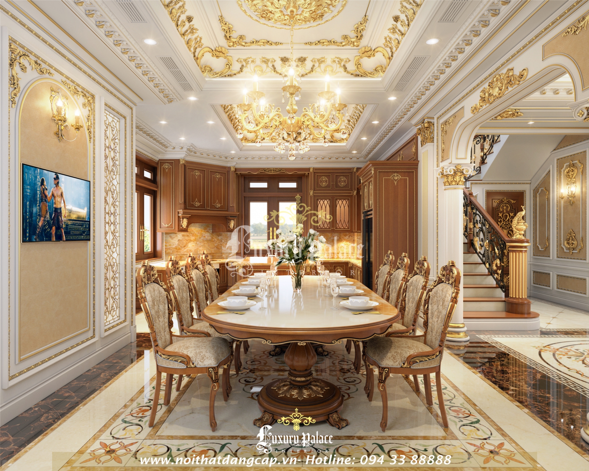 Nội thất phòng ăn biệt thự Lạng Sơn Luxury Palace thi công