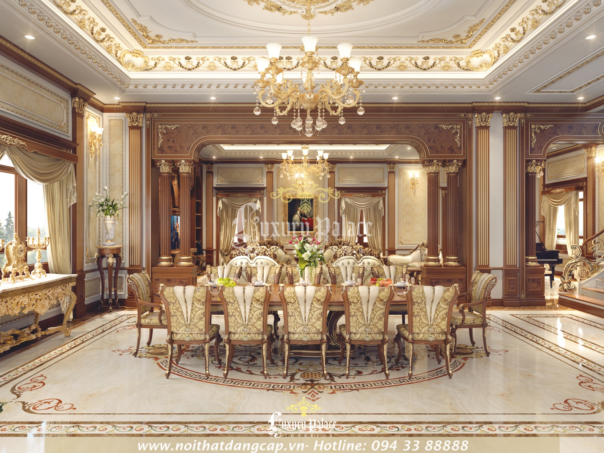 Nội thất phòng ăn của biệt thự cổ điển châu Âu tại TP Hồ Chí Minh