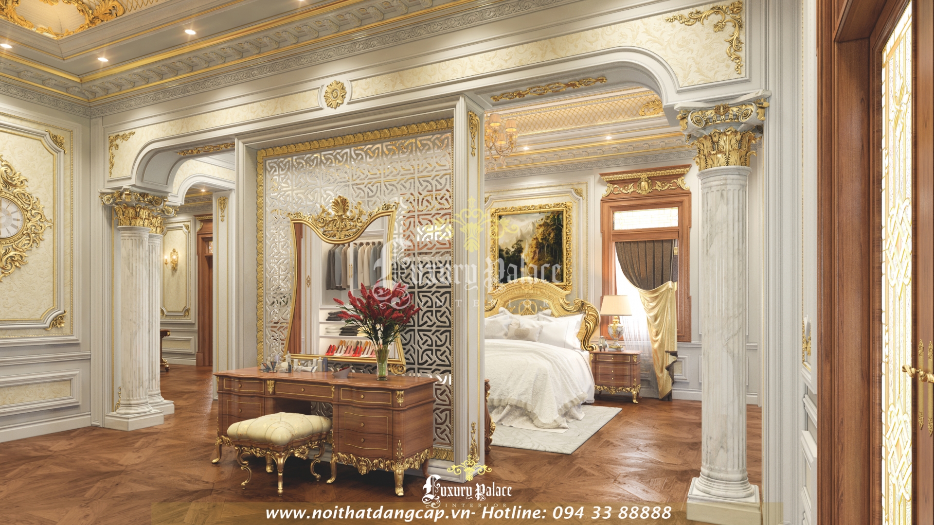 Nội thất phòng ngủ cổ điển biệt thự châu Âu cổ điển 