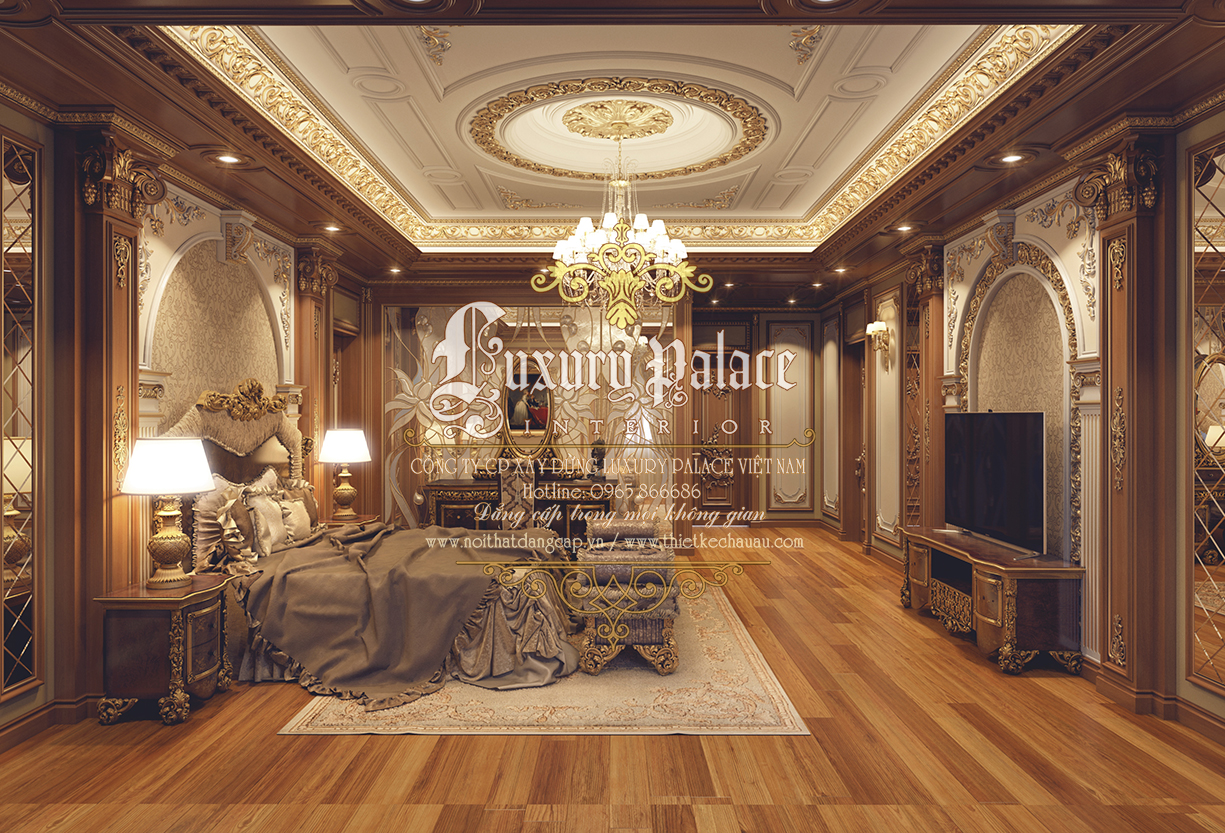 thiết kế phòng ngủ cổ điển thương hiệu Luxury Palace cho biệt thự